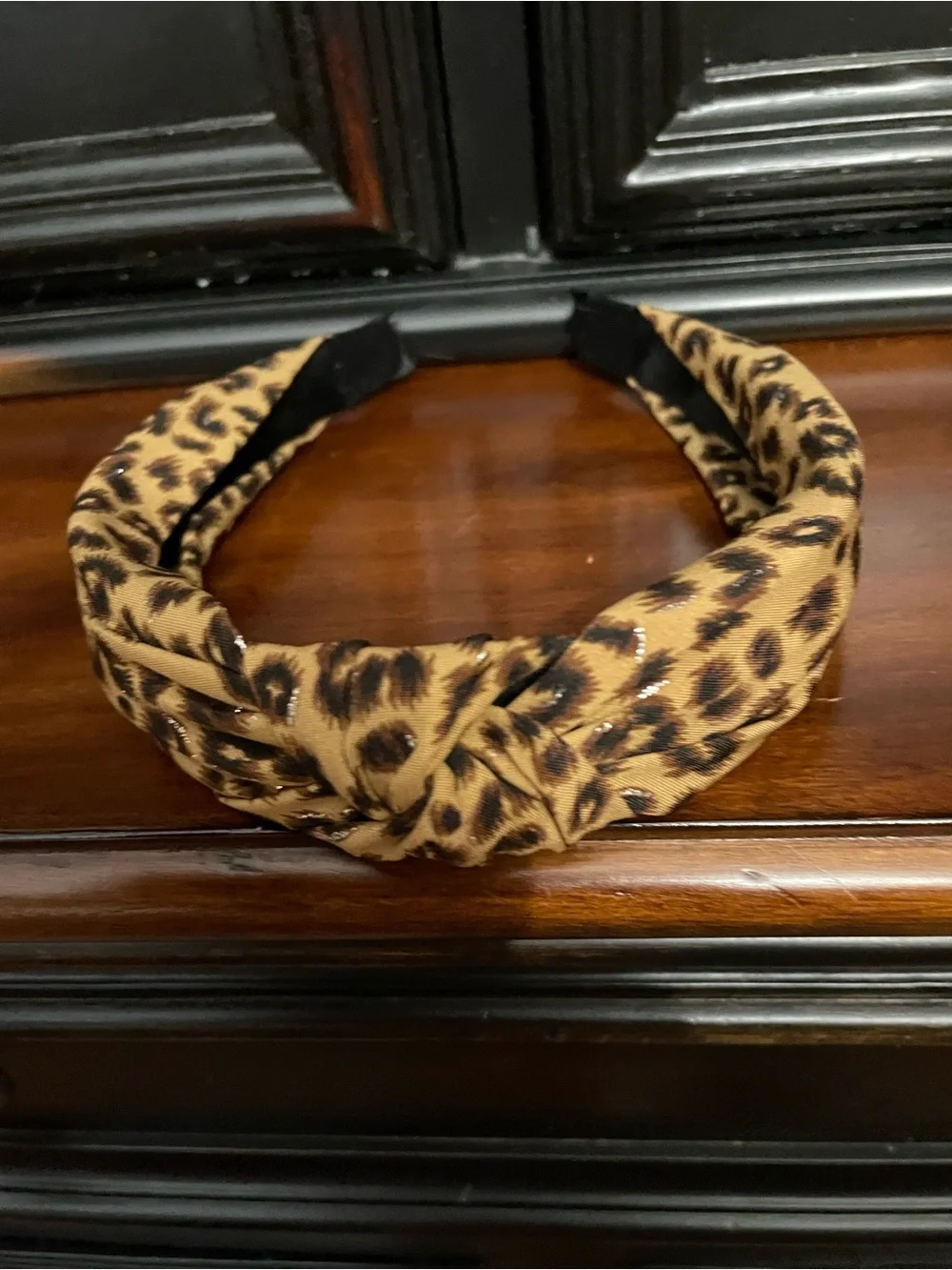 Leopard Print Knotted Headband - Brown